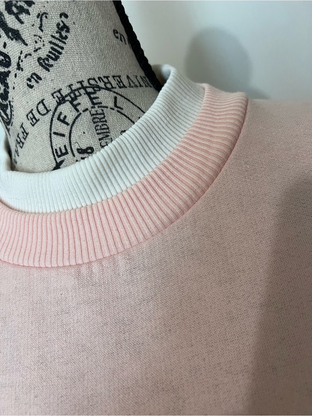 Vintage Simply Basic Pink Pastel Heart Fleece Sweatshirt Jacquard Panel M - Picture 4 of 8